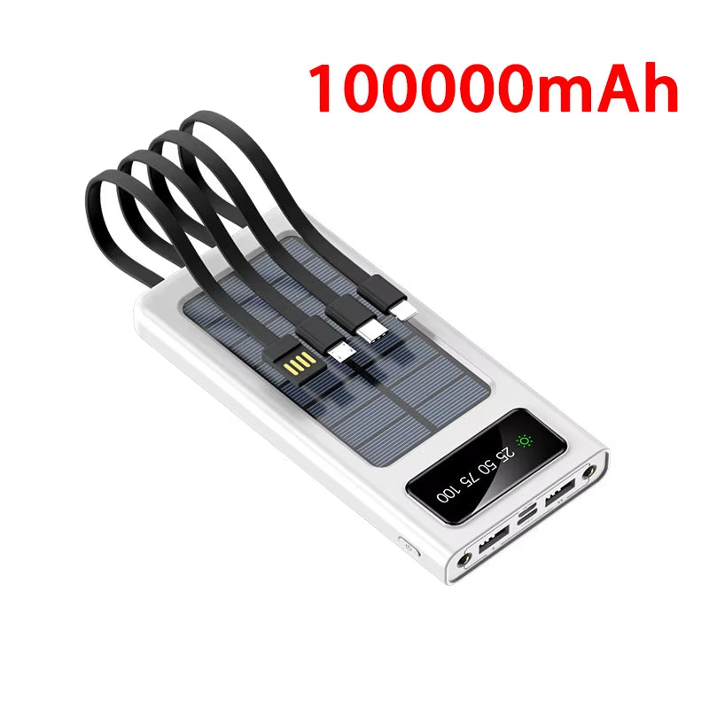 200000Mah Solar Power Bank Ultra Capacity USB Super Fast Charging USB for Iphone Samsung Xiaomi Huawei Outdoor Power