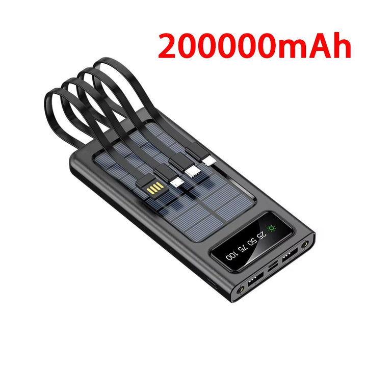 200000Mah Solar Power Bank Ultra Capacity USB Super Fast Charging USB for Iphone Samsung Xiaomi Huawei Outdoor Power