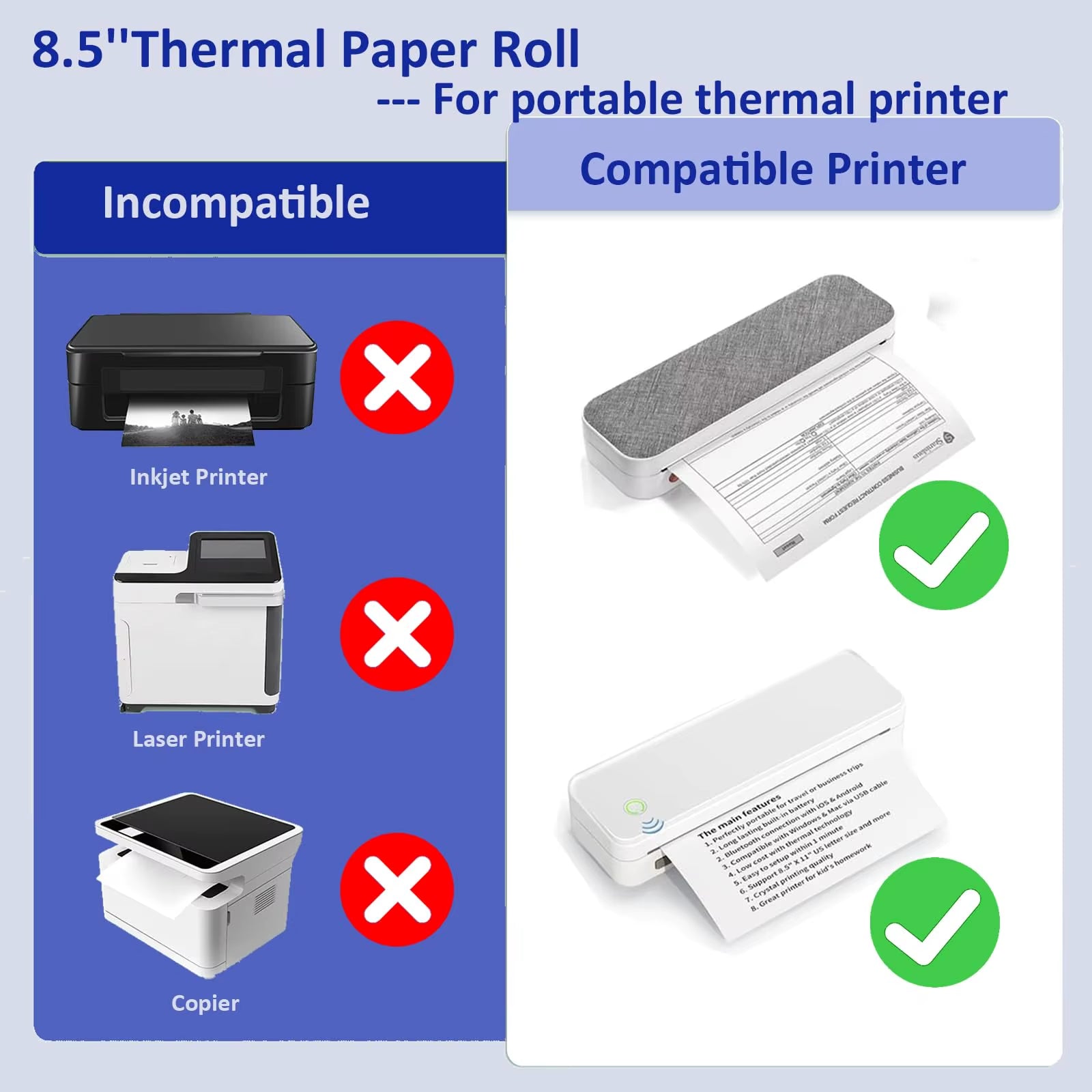 A4 Printing Paper Roll Thermal Printer Paper 8.5 X 11 Inch Us Letter Paper Size for M08F M832 Portable Printer