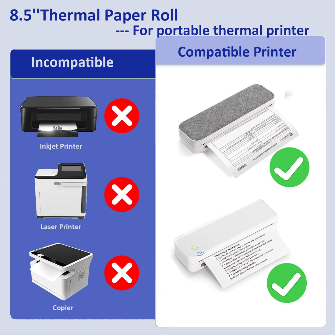 A4 Printing Paper Roll Thermal Printer Paper 8.5 X 11 Inch Us Letter Paper Size for M08F M832 Portable Printer