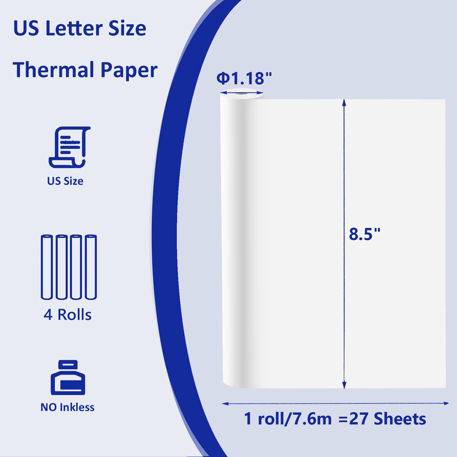 A4 Printing Paper Roll Thermal Printer Paper 8.5 X 11 Inch Us Letter Paper Size for M08F M832 Portable Printer