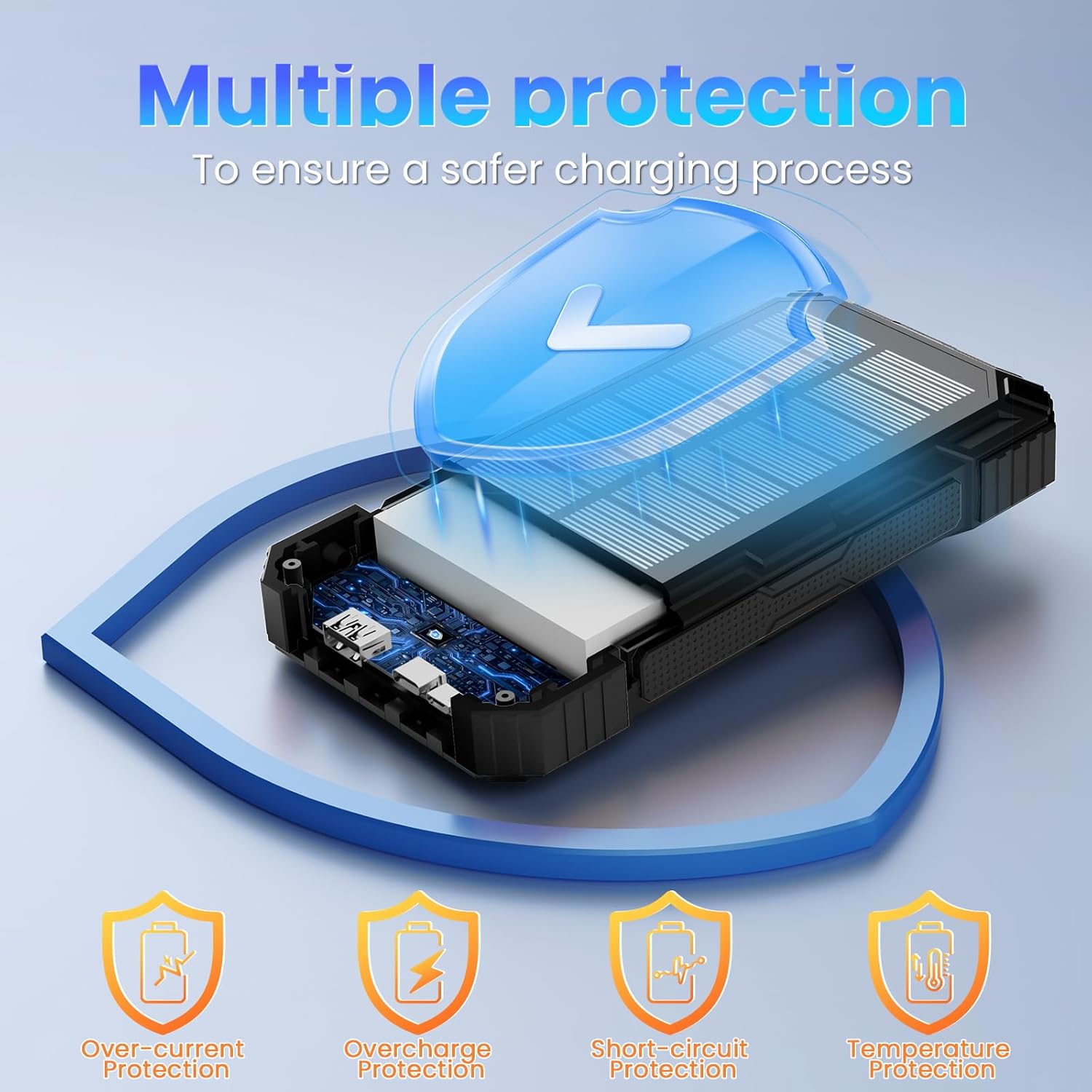 Unleash Adventure with the Solar Power Bank 49800mAh - The Ultimate Wireless Portable Charger Featuring 15W Fast Charging and 4 Built-In Cables for All Your Outdoor Needs!