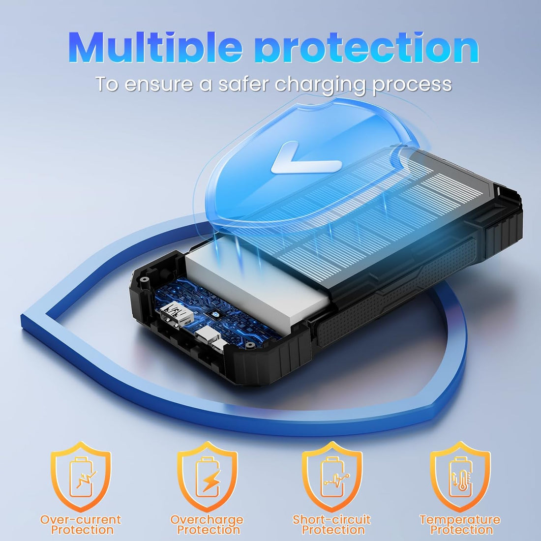 Unleash Adventure with the Solar Power Bank 49800mAh - The Ultimate Wireless Portable Charger Featuring 15W Fast Charging and 4 Built-In Cables for All Your Outdoor Needs!