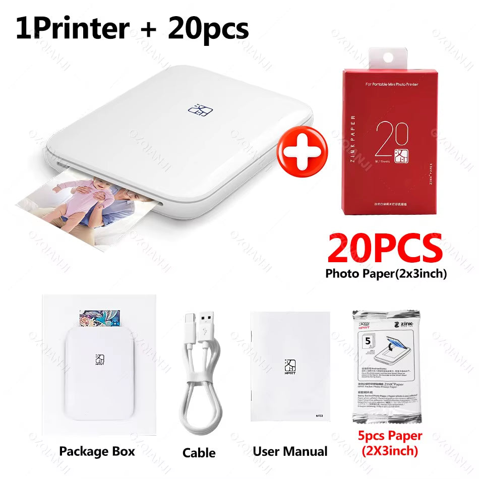 HPRT MT53 Wireless Mini Pocket Photo Printer - Print 2x3 Inch Color Photos Anytime, Anywhere!