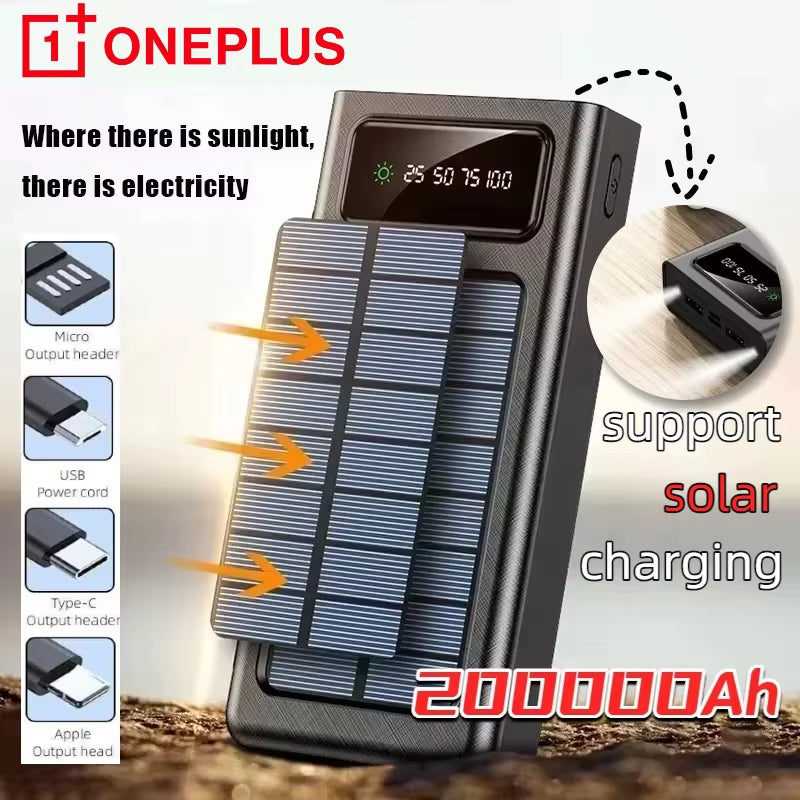 200000Mah Solar Power Bank Ultra Capacity USB Super Fast Charging USB for Iphone Samsung Xiaomi Huawei Outdoor Power