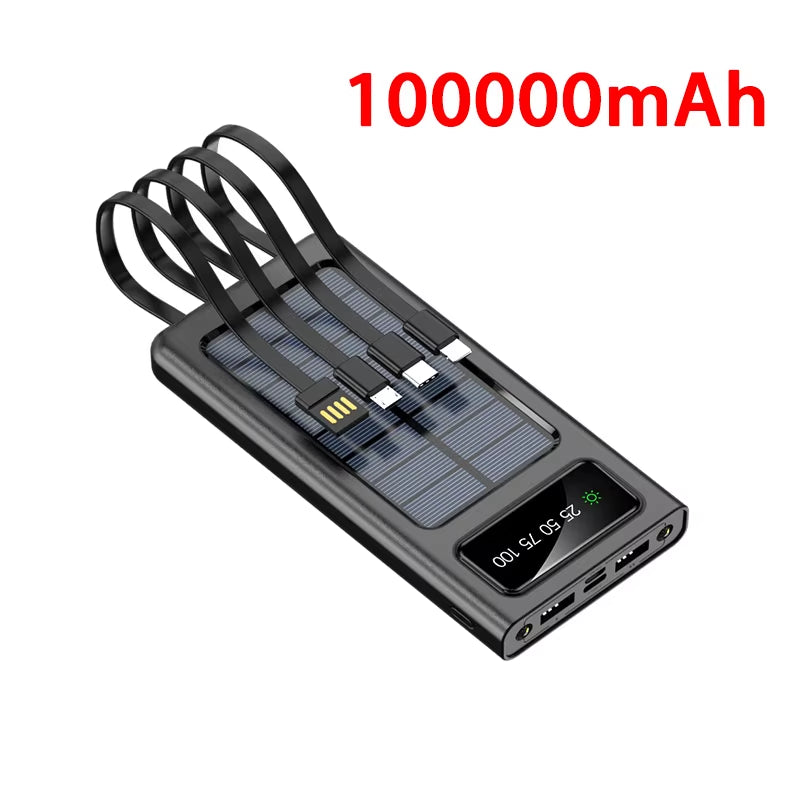 200000Mah Solar Power Bank Ultra Capacity USB Super Fast Charging USB for Iphone Samsung Xiaomi Huawei Outdoor Power