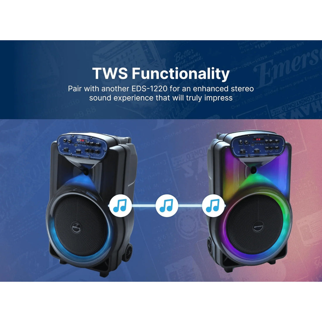 Emerson Portable Bluetooth 12" Party Speaker with Flame Lighting