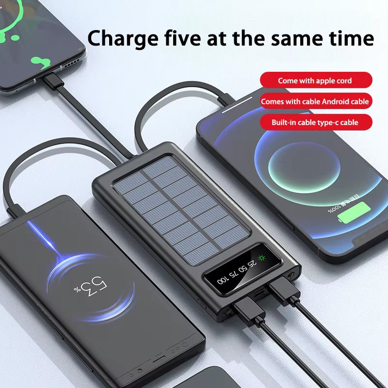 200000Mah Solar Power Bank Ultra Capacity USB Super Fast Charging USB for Iphone Samsung Xiaomi Huawei Outdoor Power
